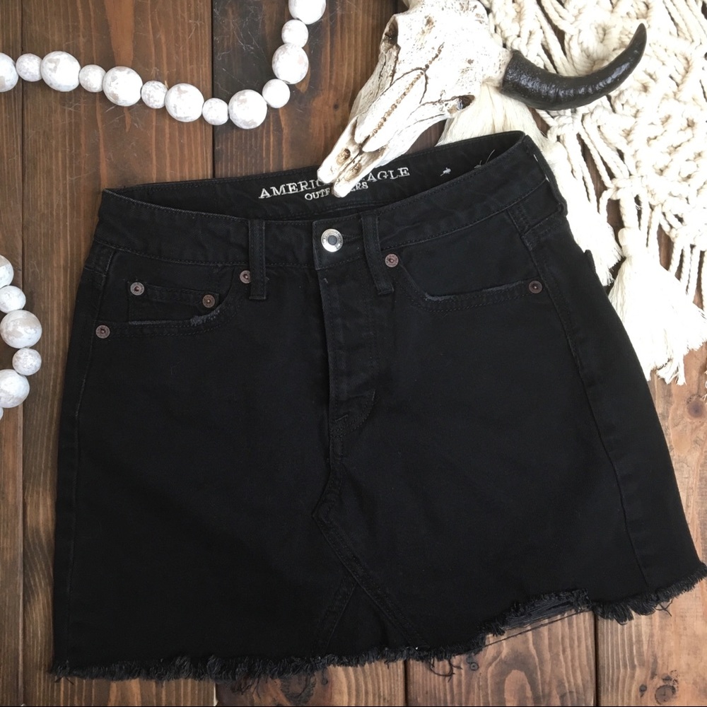 AEO | Colored Denim Skirt Frayed Trim‎